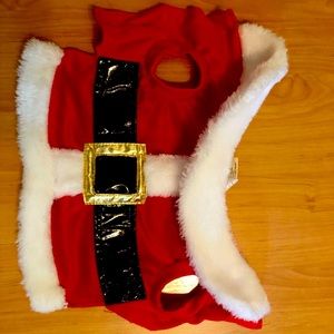 Puppy dog pet accessory bundle. Socks, hat, shirts, one jacket coat, Santa shirt